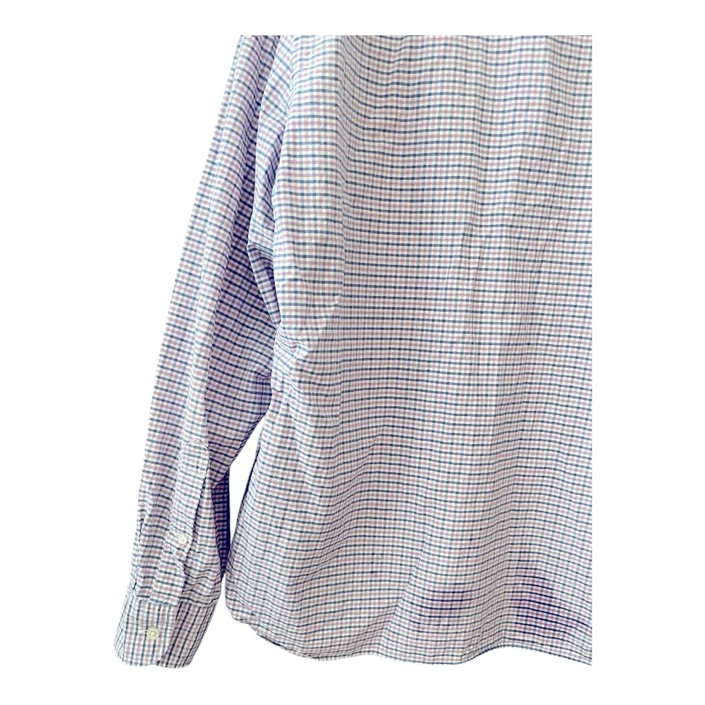 J.Crew Men’s Slim Fit Button-Down Shirt Large – Pink Blue‎ White Plaid Cotton